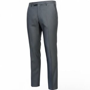 Hugo boss wool flat front micro houndstooth grey dress pants suit trousers